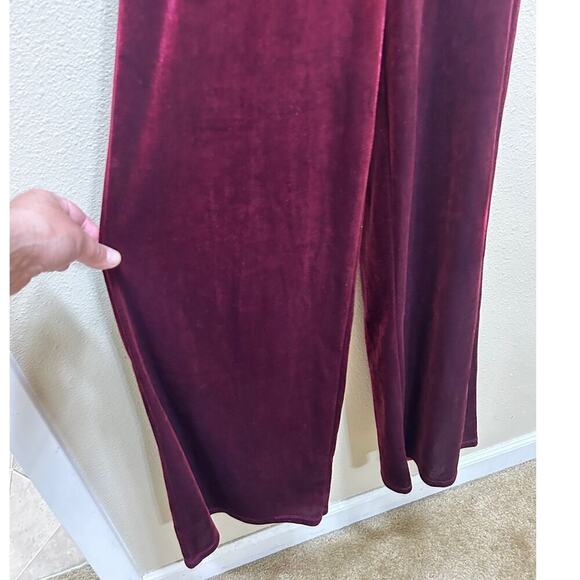 Forever 21 Jumpsuit M Burgundy Red Velvet Strappy Pants Belted Witchygoth Girly - Picture 3 of 7